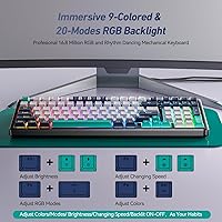 Vista 4 de EarlyLit Teclado mecánico intercambiable en caliente, teclado para juegos con cable con almohadilla numérica, junta silenciosa e interruptores