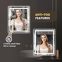 Vista 5 de LOAAO Espejo de baño LED de 28 x 36 pulgadas con luces, antiniebla, regulable, retroiluminado + iluminado frontal, espejo de tocador de baño