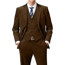 Men's 3-Piece Corduroy Suit Set Blazer Vest and Pants Wool Blend for Fall Winter Wedding Business Prom