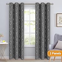 Vista 260 de BGment Room Darkening Curtains 95 Inches Long, Grommet Thermal Insulated Blackout Curtains with Wave Line and Dots Printed for Bedroom, 2 Panels
