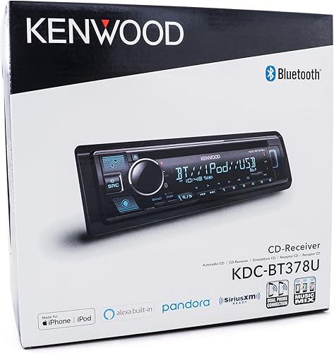 Miniatura 5 de Kenwood KDC-BT378U – Receptor estéreo Bluetooth para automóvil con reproductor de CD, SiriusXM