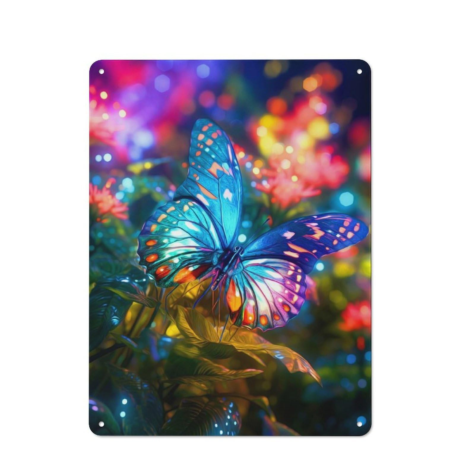 Metal Sign 40x30cm with Colorful Butterfly for Hallway Wall, Vintage Decor, for Vintage Wall Decor Fans, for Themed Room Decoration