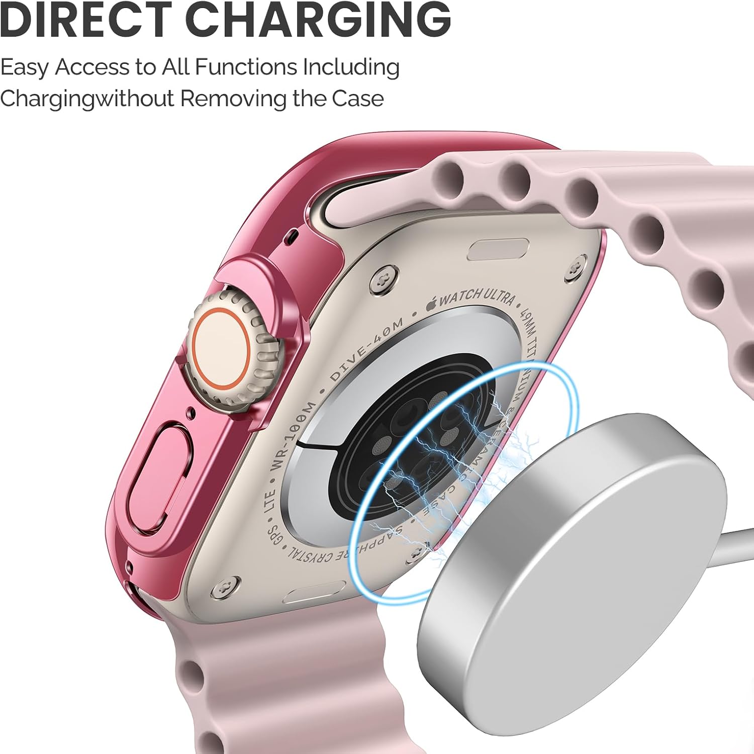 Misxi 2 Pack Hard PC Case with Tempered Glass Screen Protector Compatible with 49mm Apple Watch Ultra 3 (2025) / Ultra 2 / Ultra, Anti-Drop Scratch Resistant Lightweight Cover for iWatch, 1 Rose Pink + 1 Transparent