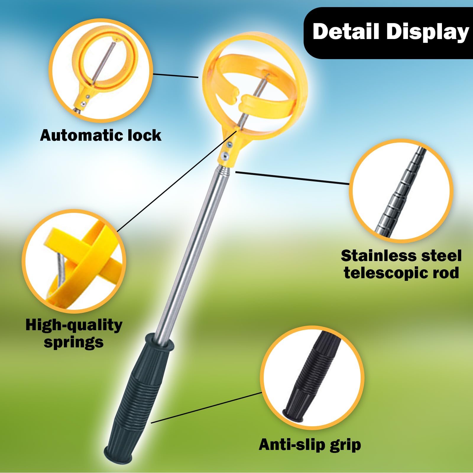 Ideal Swan Recogedor de Pelotas de Golf Retráctil Telescópico de Acero Inoxidable