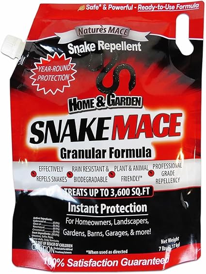 Nature's MACE Snake Repellent, Snake Repellent for Yard, Home, Garden, Outdoor Snake Repelling Granules, Snake Deterrent, Plant Friendly, Pet Safe, Snake Defense Granules, Fast Acting, 7 Pounds