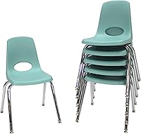 Vista 66 de Factory Direct Partners 10367-BL Silla escolar apilable de 16 pulgadas, asiento apilable para estudiantes con patas de acero cromado y rodamientos