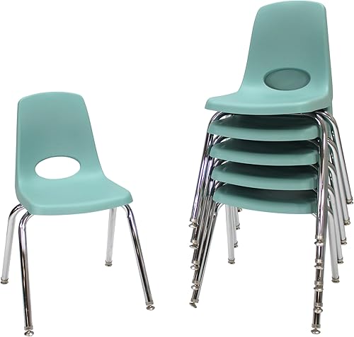 Miniatura 67 de FDP 10360-BL - Silla escolar apilable de 12 pulgadas, asiento apilable para estudiantes con patas de acero cromado y deslizadores giratorios de Azul