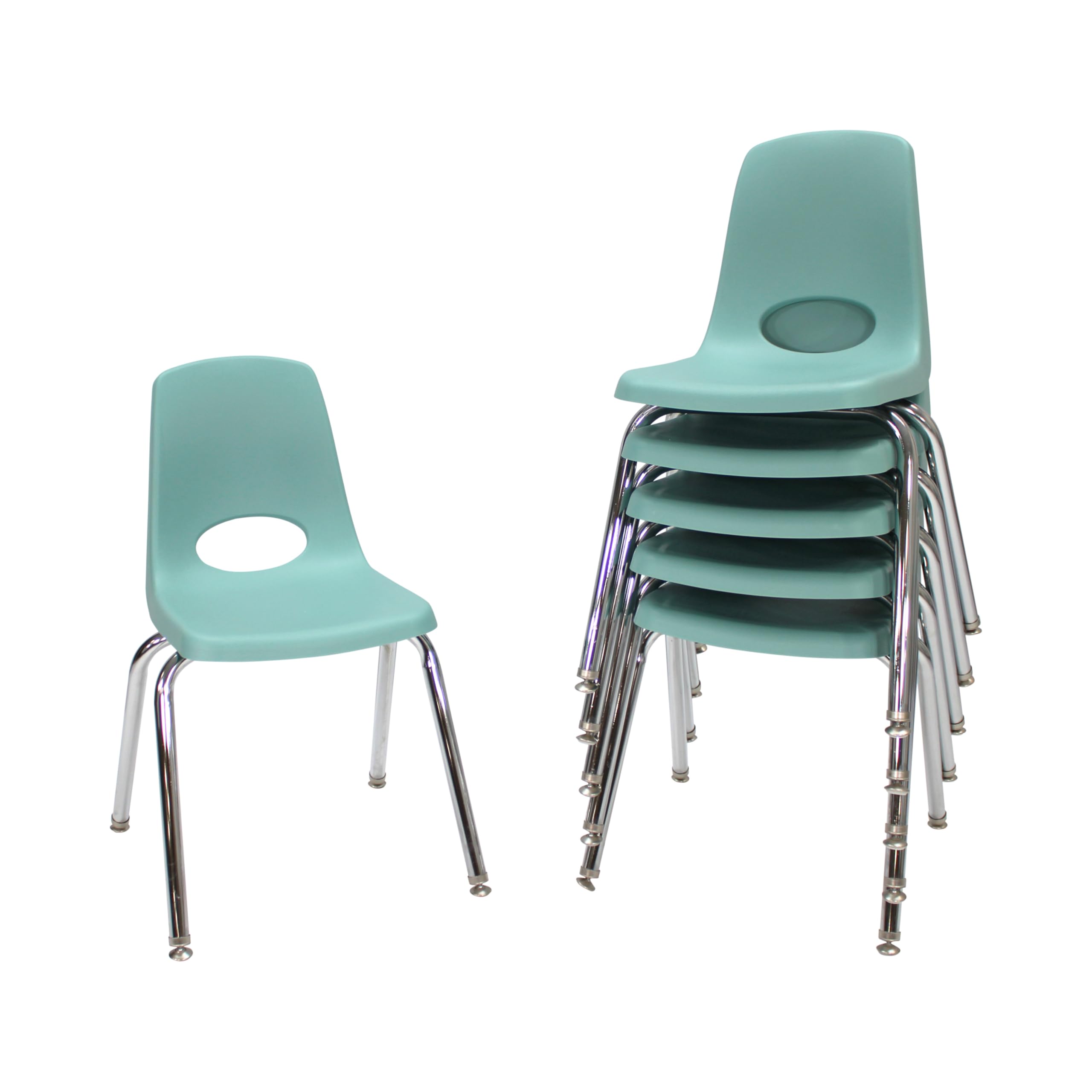 FDP 16" School Stack Chair with Swivel Glides, Seafoam, 6-Pack, 10368-SF