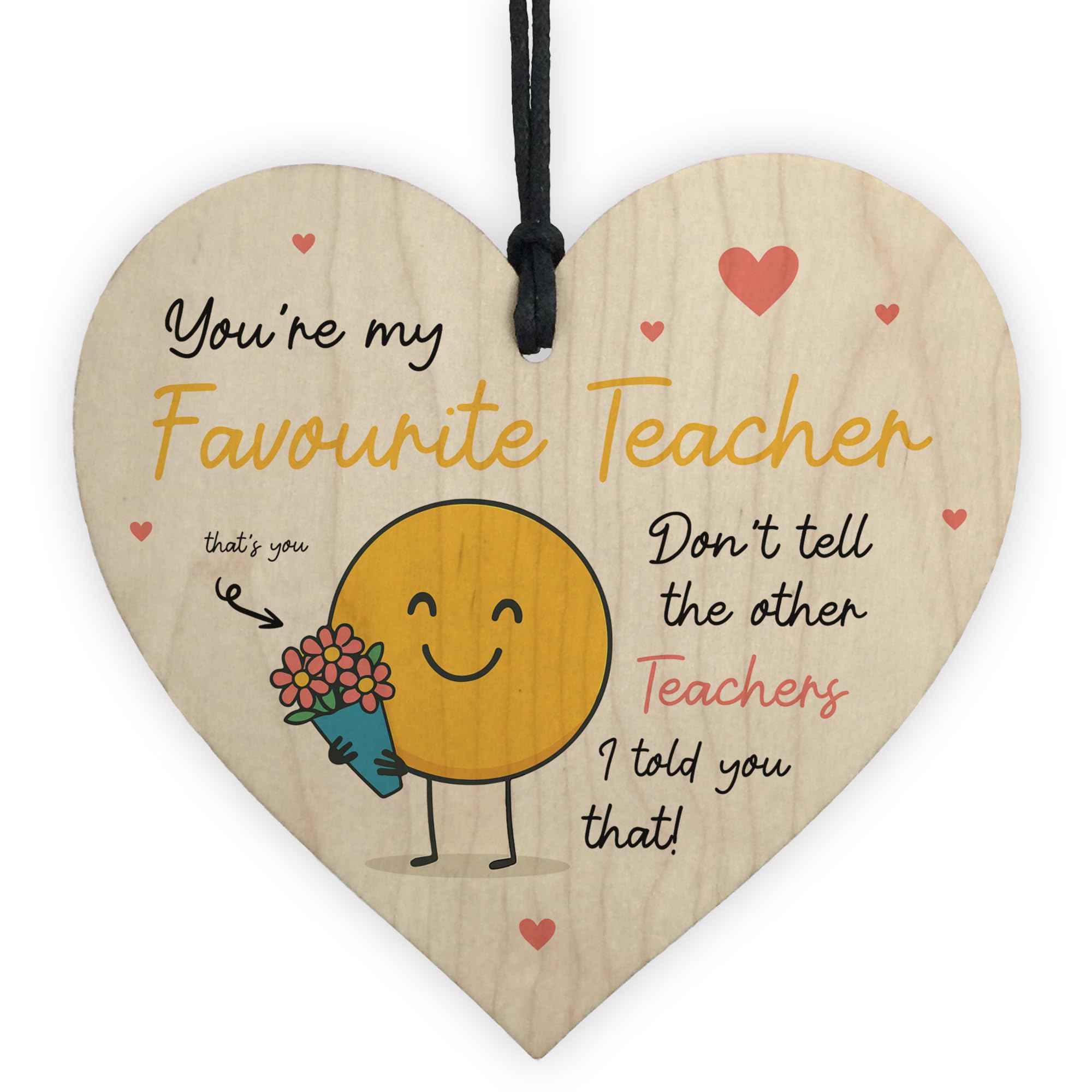 Red Ocean Funny Teacher From Student Novelty Appreciation For Teachers End of Term Leaving School Nursery Present From Kids Wooden Heart