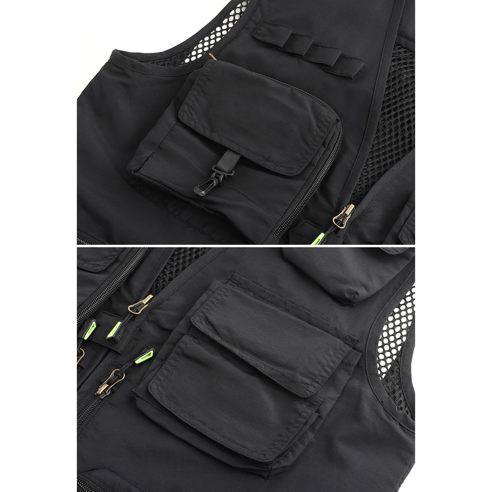 Gilet da pesca all'aperto Gilet da lavoro Hbufnha Unisex Caccia Viaggi Fotografia Safari Vest Con Multi Tasche, 2#nero, Large