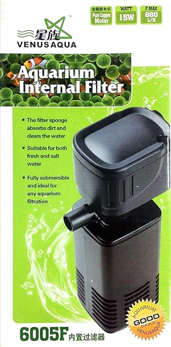 Venus Aqua? Power Filter Aquarium Internal Filter 6005 F, 15 Watt Motor Flow-880L/H