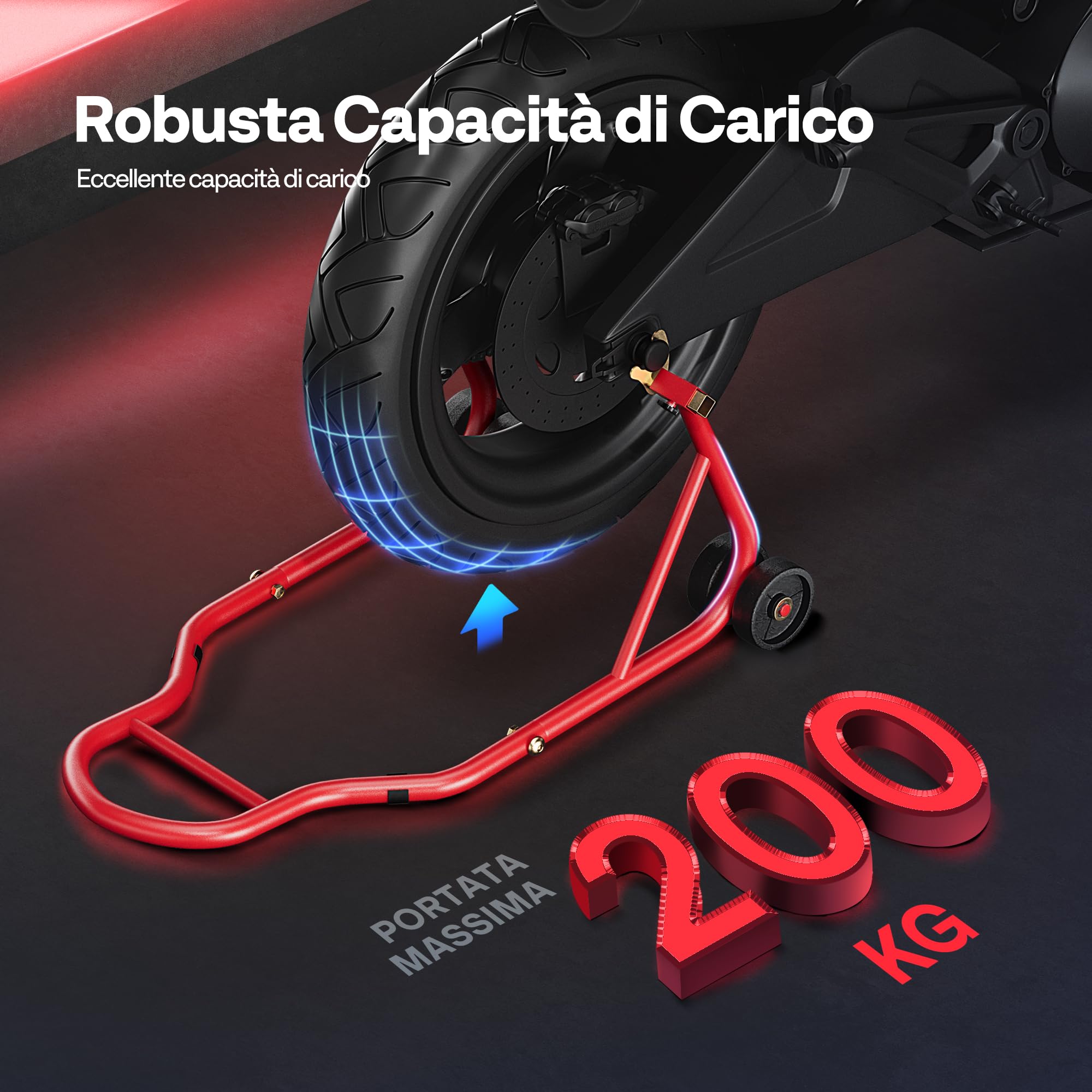 SPECSTAR Cavalletto Moto 200KG Sollevatore Ruota Posteriore Regolabile U+L
