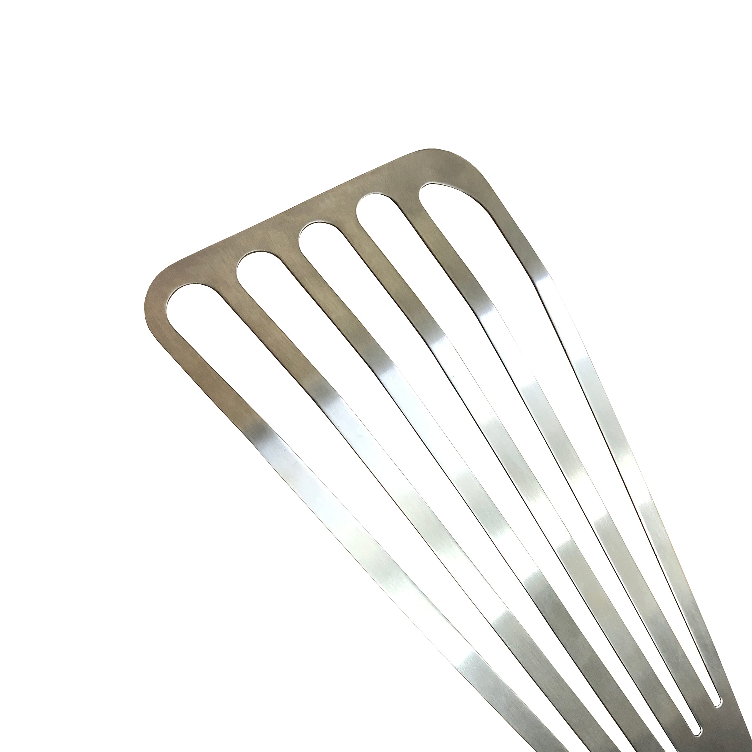 WALLFARM Set di 2 spatole da cucina scanalate di grado professionale, in acciaio inox, spatola lunga e sottile in metallo per capovolgere cibi delicati, pesce, uova, verdure, grigliare, friggere