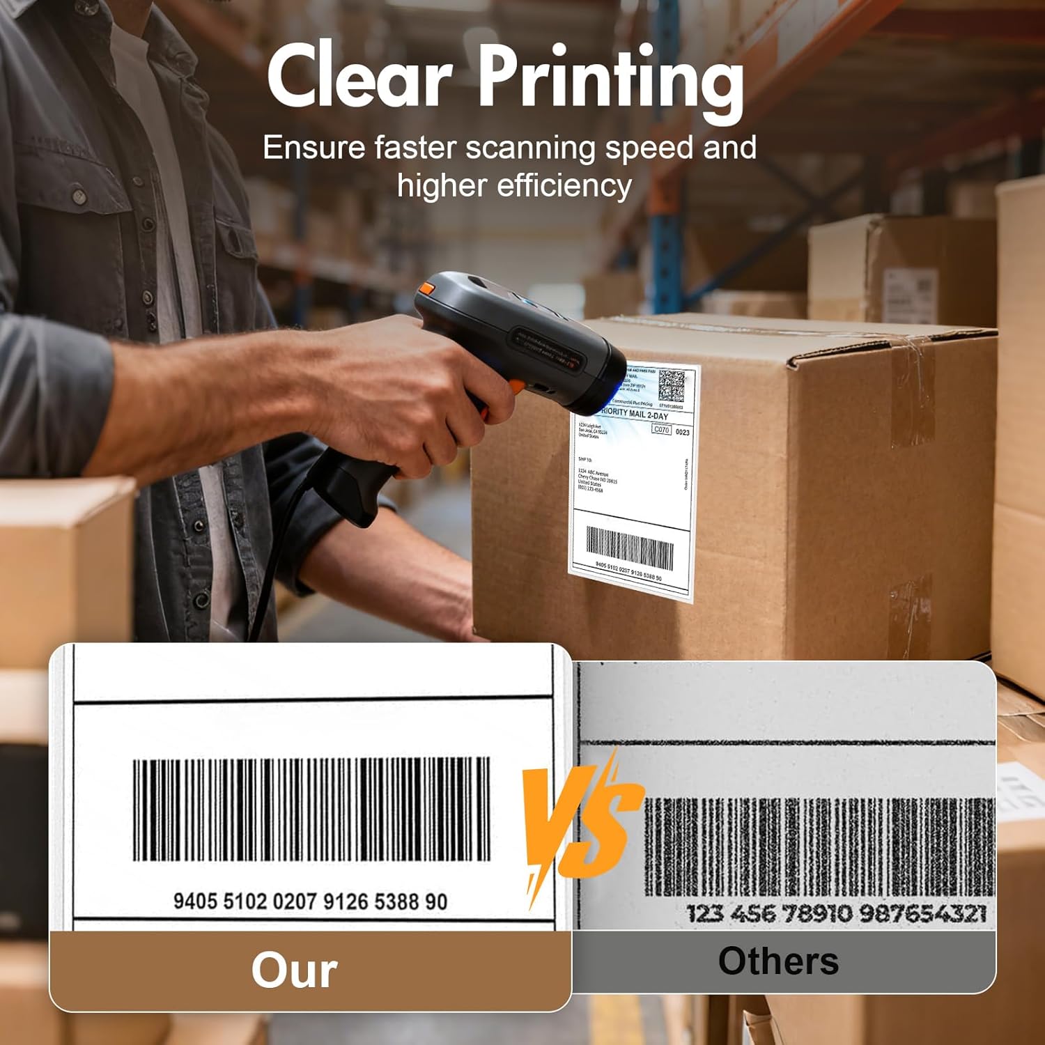 Thermal Direct Shipping Labels - 4 x 6 inches Per Fanfold Labels - Pack of 500 Perforated Waterproof Tape for Small Business - Compatible for Zebra for Rollo NULLTONEX