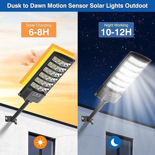 Miniatura 2 de Farolas solares impermeables para exteriores, 50000 lúmenes, luz de inundación gran angular de 320, luz LED de estacionamiento solar con sensor de