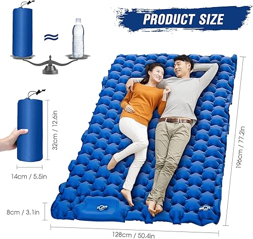 Miniatura 7 de Taruor Almohadilla de dormir para acampar para 2 personas almohadilla de dormir de campamento ligera colchón de aire portátil impermeable mochilero