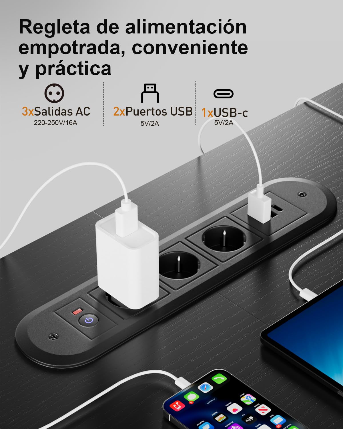 HLFURNIEU Escritorio Elevable Electrico 120 x 60 cm, Mesa Escritorio Elevable con Enchufes & Puertos USB, Mesa Regulable en Altura con 3 Control de Memoria, Standing Desk Negro