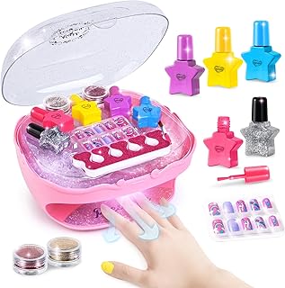Nail Polish Kit For Girls 7-12 Years Old, Nail Art Toys For Girls Age 5 6 7 8 9 10 11 12, Nail Art Studio With Pink Nail Dryer For Girls, Ideal Christmas Birthday Gifts For Girls