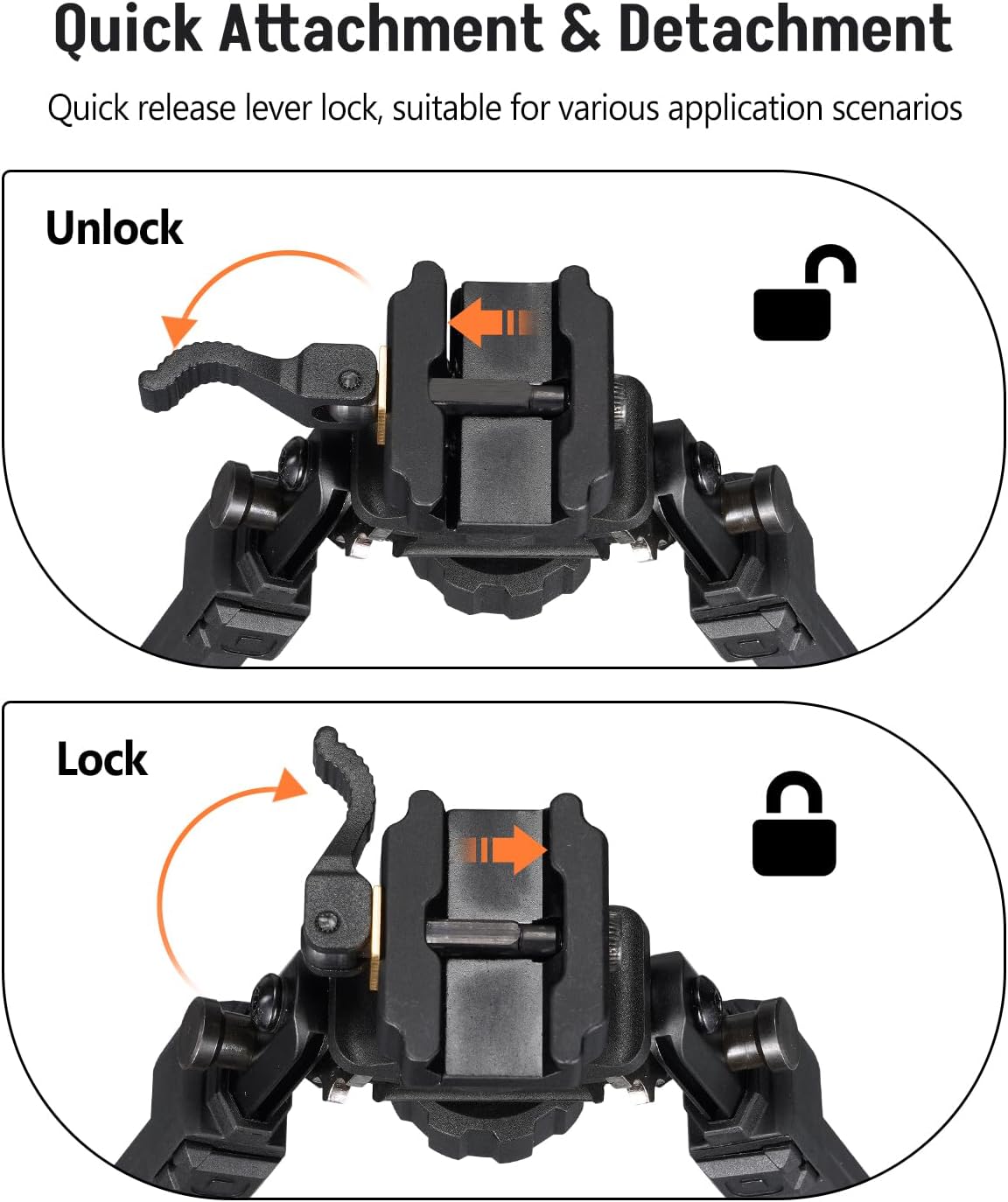 MidTen Picatinny Bipod Quick Release Rifle Bipod 360 Degrees Adjustable Bipods for Rifles Foldable Legs Lightweight for Outdoor