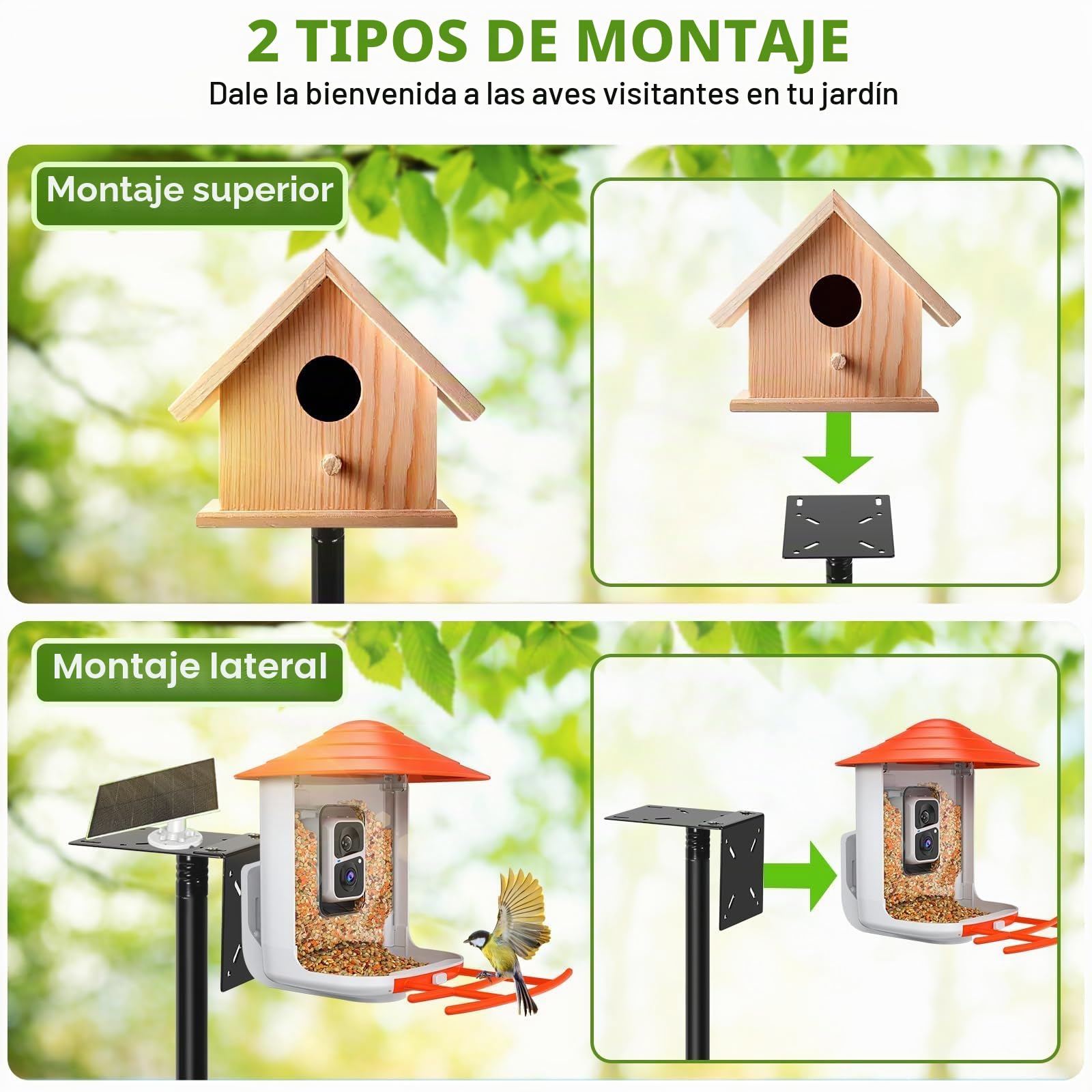 234 cm Soporte Libre para Estación De Alimentación De Aves | Alimentación De Aves, Base Metálica Ajustable Y Robusta con 5 Púas, Terraza, Decoración De Jardín Kit (Sin Casa para Aves)