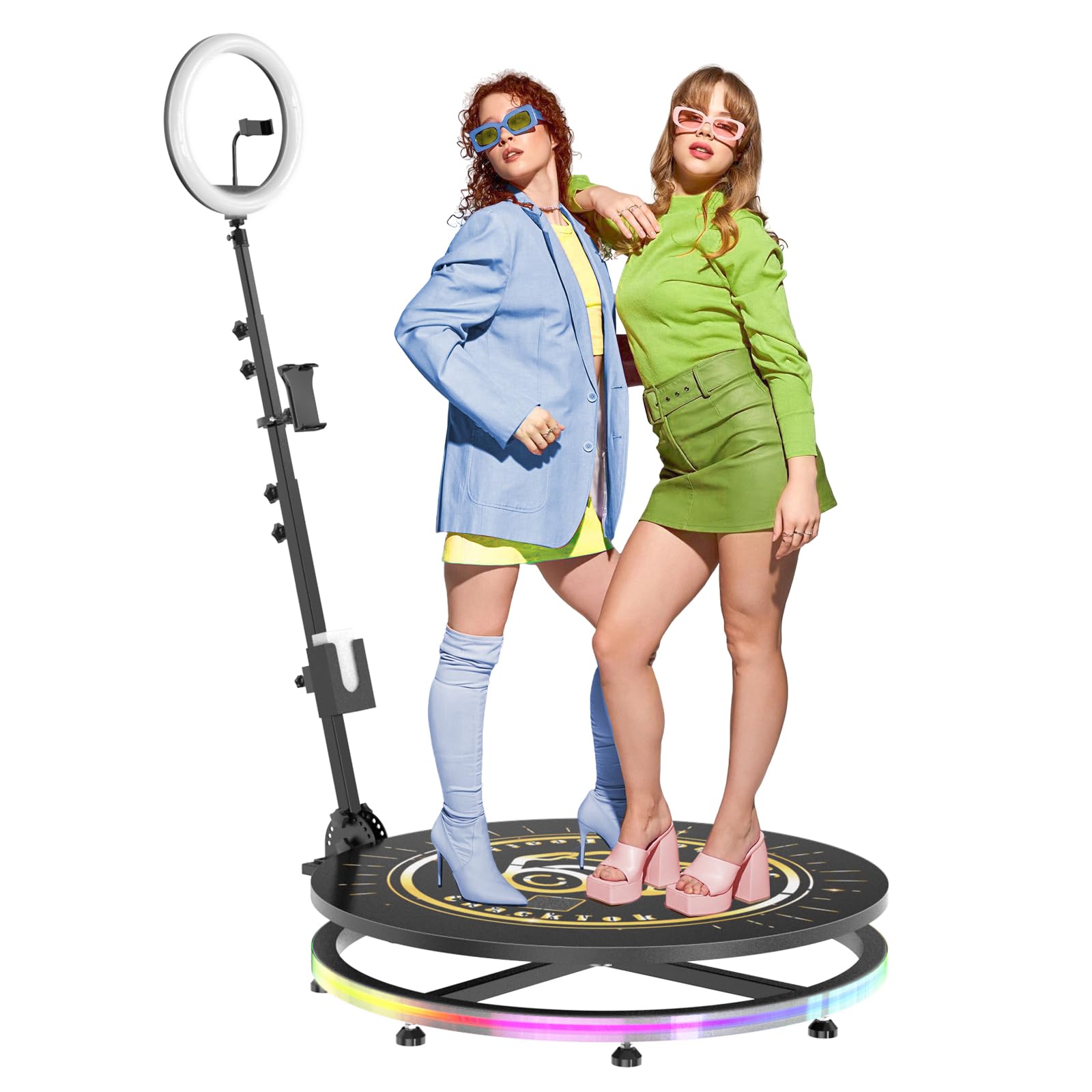 MWE 360 Photo Booth Machine for Parties with Flight Case,Software APP Remote Automatic 360 Spin Camera Video Booth (Light Box, 23in)