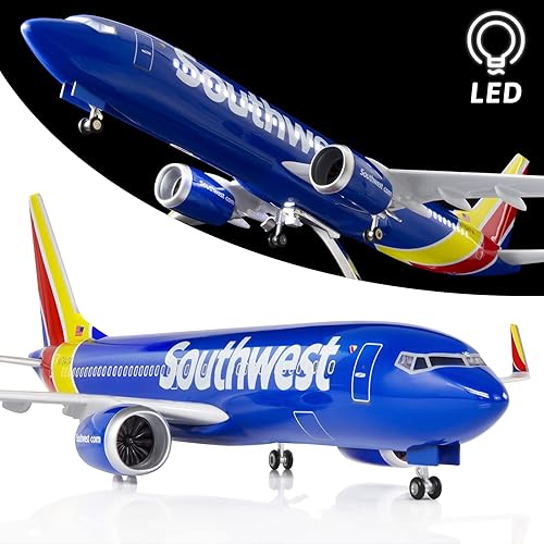 Lose Fun Park Modelo grande a escala 1:80 avión Southwest Airlines Boeing 737 modelos aviones fundidos a troquel con luz LED para colección o regalo