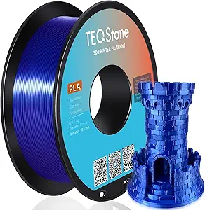 Silk PLA Filament 1.75mm Royal Blue 1KG, Shiny High Gloss Finish, Perfectly Wound, Accuracy +/-0.02mm 3D Printer Filament Vacuum Packaging