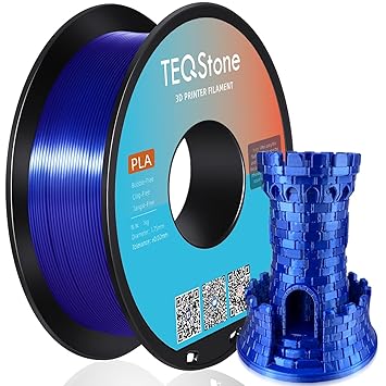 TEQStone Silk PLA Filament 1.75mm Royal Blue 1KG, Shiny High Gloss Finish, Perfectly Wound, Accuracy +/-0.02mm 3D Printer Filament Vacuum Packaging