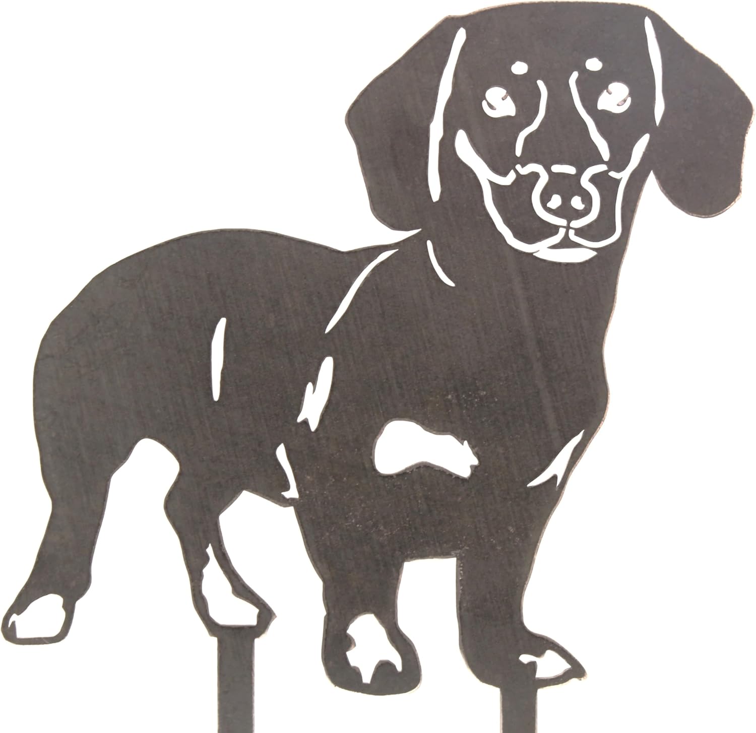 Corten Steel Shorthaired Dachshund Dog Silhouette Yard Stake (Small)
