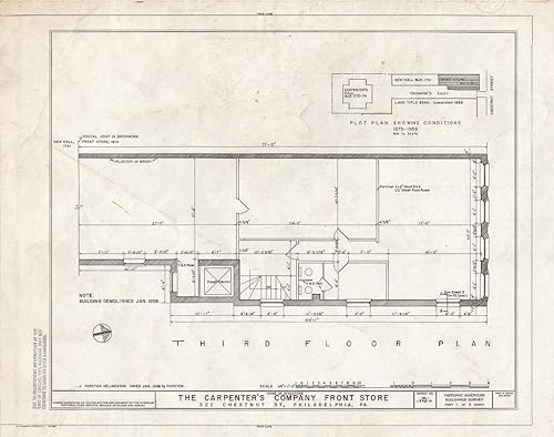 Historic Pictoric  Blueprint HABS PA,51-Phila,229A- (Sheet 1 of 3) - Carpenters' Company, Front Store, 322 Chestnut Street & Carpenters' Court,