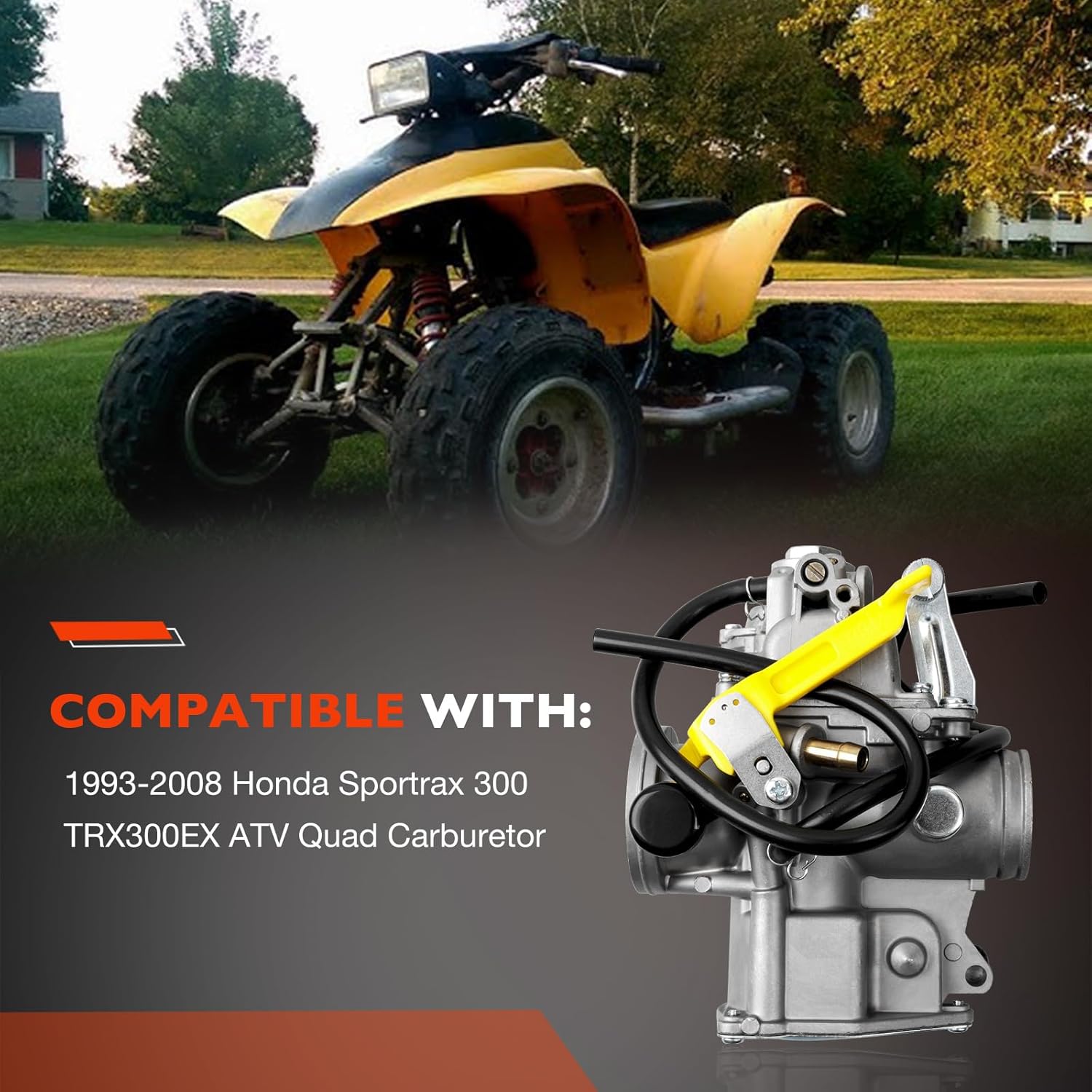 TRX300 Carburetor Compatible with 1993-2008 Honda Sportrax 300 300EX TRX300EX,Replace Part Number 16100-HM3-670, 16100-HM3-L00, 16100-HM3-A61 Carb