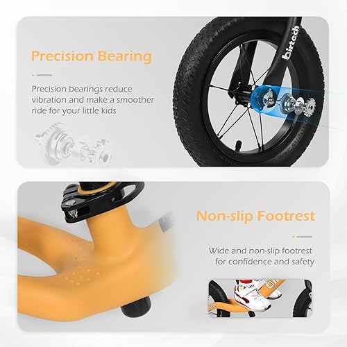 Miniatura 8 de Bicicleta de equilibrio de 12 pulgadas para niños y niñas de 2, 3, 4, 5 años, marco de nailon ligero, bicicleta de entrenamiento para niños sin