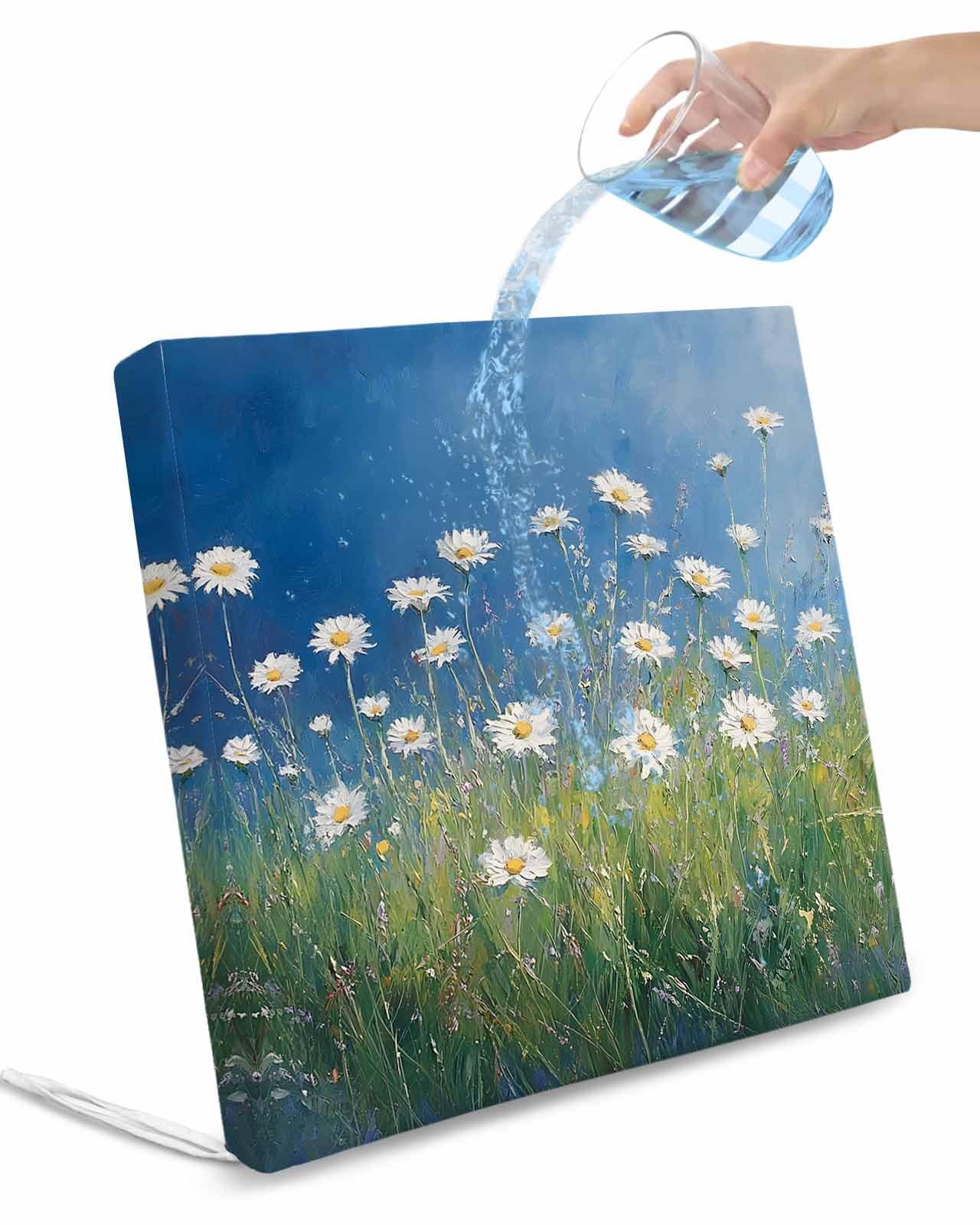 Hokiten Spring Floral Outdoor Cushion Chair Cover Set of 2 - Waterproof Couch Seat Covers, Modern Oil Painting Farmhouse Botanical Patio Furniture Protector Cushions Slipcovers for Sofa/RV, 22