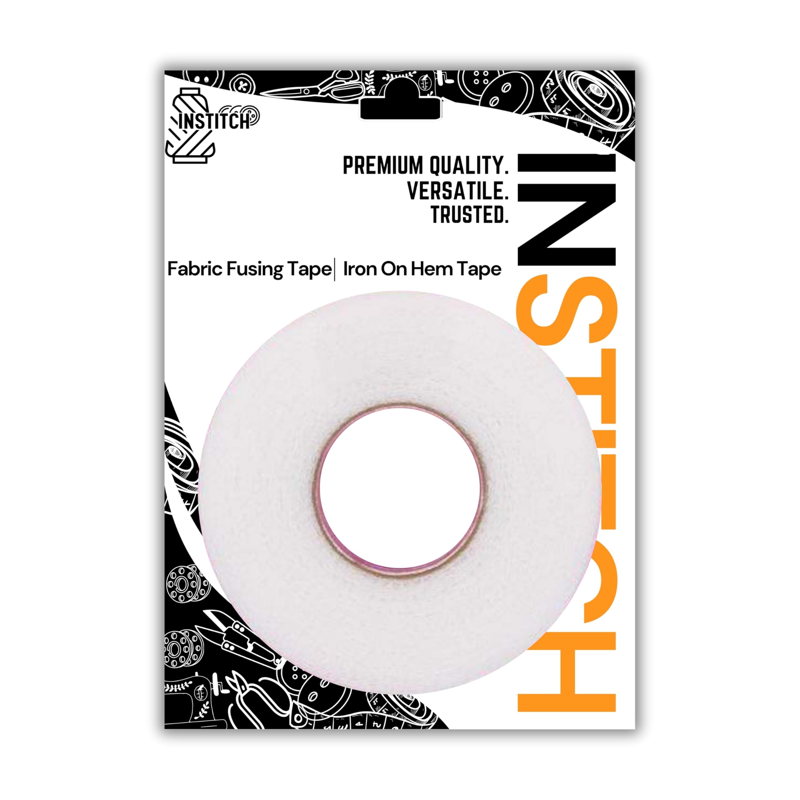 INSTITCH Hem Tape Rivil civil fusing tape, For Tailor & Home Use, Fabric Fusing Tape For Alteration - Iron On Tape- 100 Meters Roll - 0.5 Inch Width (White) (1)