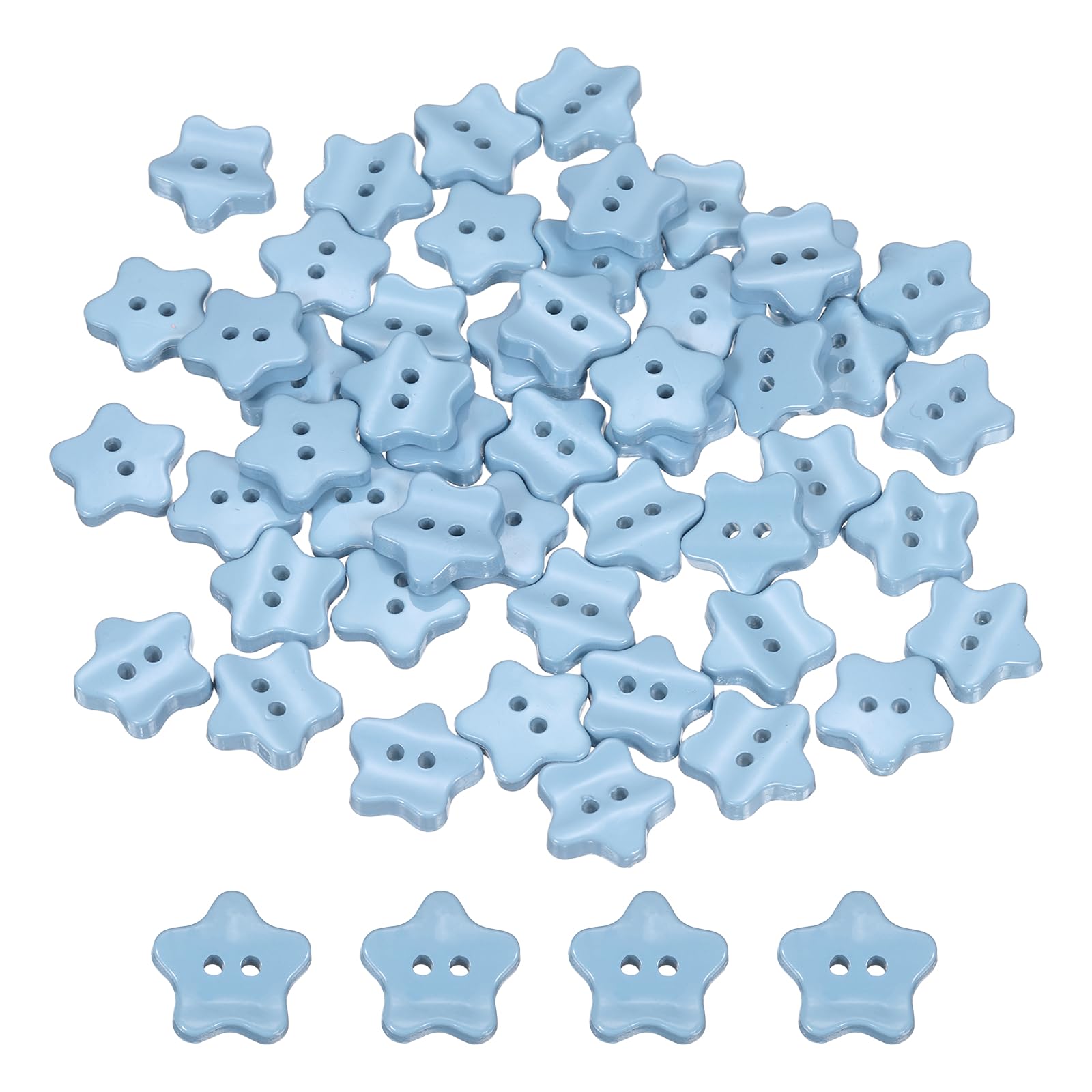 sourcing map 50Pcs Resin Buttons, 9/16" (15mm) 2 Holes Solid Color Sewing Craft Shirt Buttons for Sewing Blouse Coat Windbreaker Hat Doll Decoration DIY Crafts (Star, Blue)