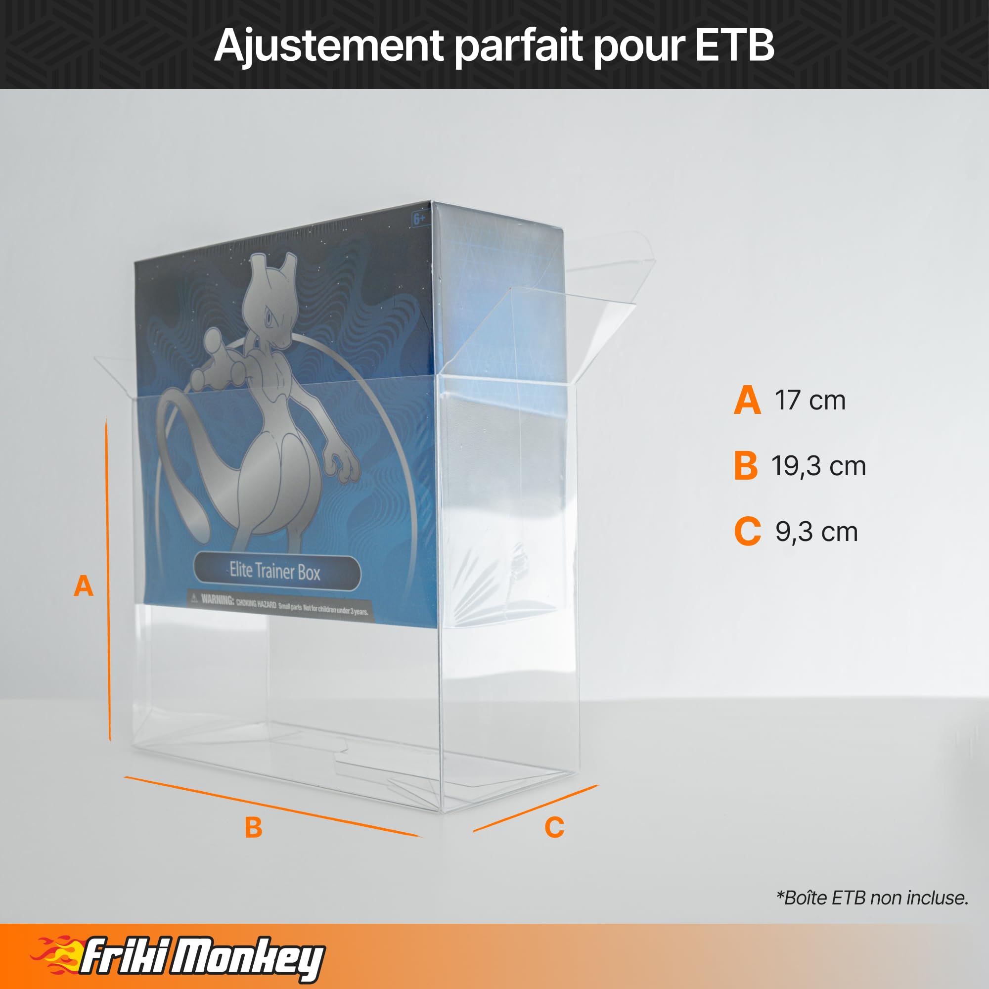 Boîte de protection PET Elite Trainer – Lot de 10 boîtiers rigides transparents 19 × 16,7 × 9 cm – Compatible Pokémon ETB – Résistant, anti-poussière, idéal collection