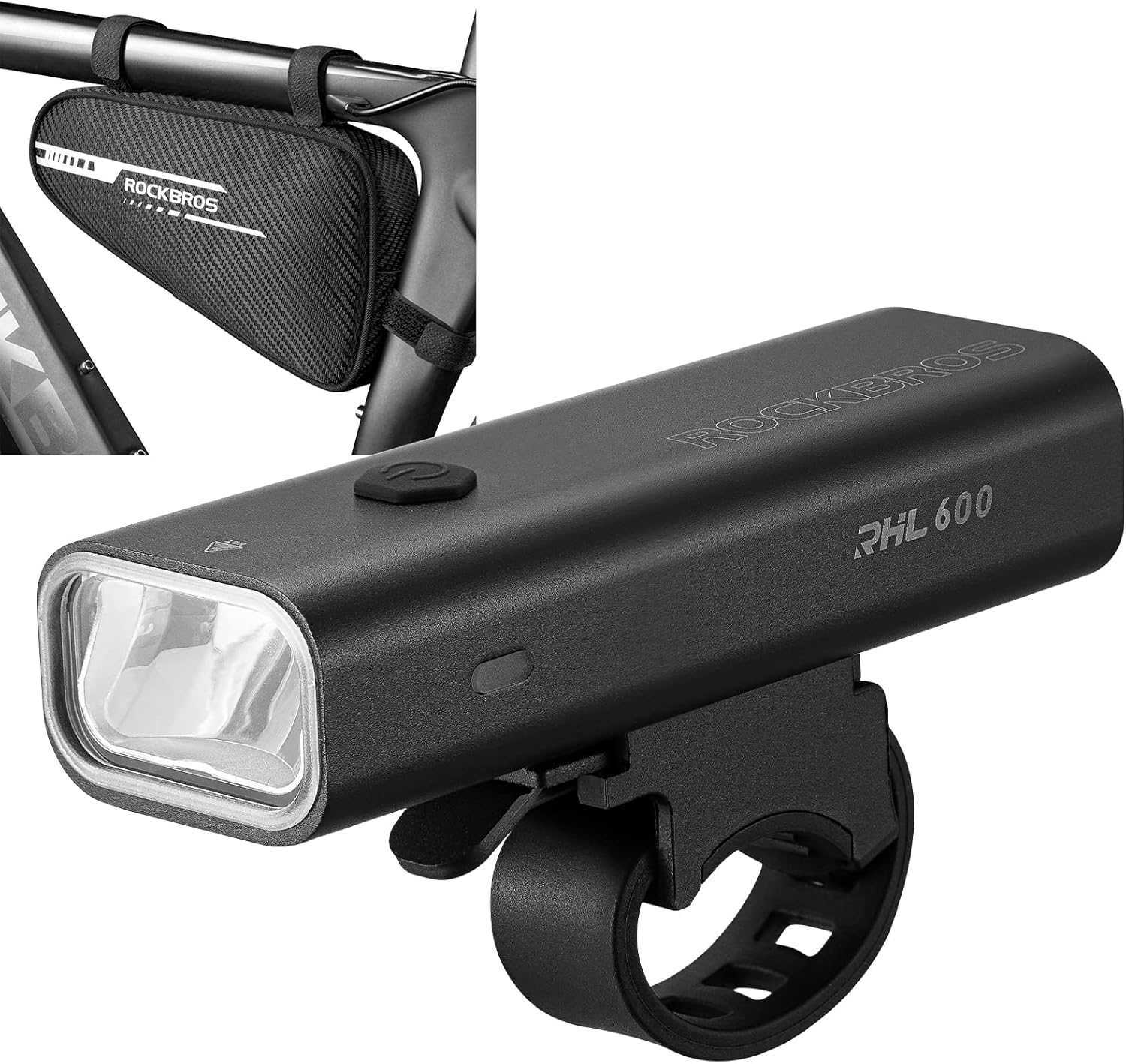 ROCKBROS Bike Triangle Bag Bike Storage Bag Bicycle Frame Pouch Bag with Bike Head Light