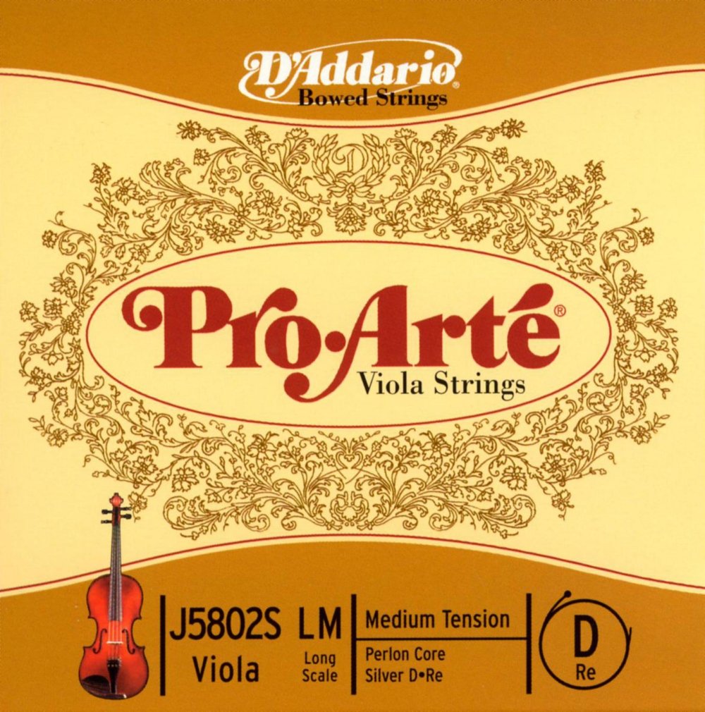D'Addario Pro-Arte Long Scale Medium Tension Single Silver Wound D String for Viola