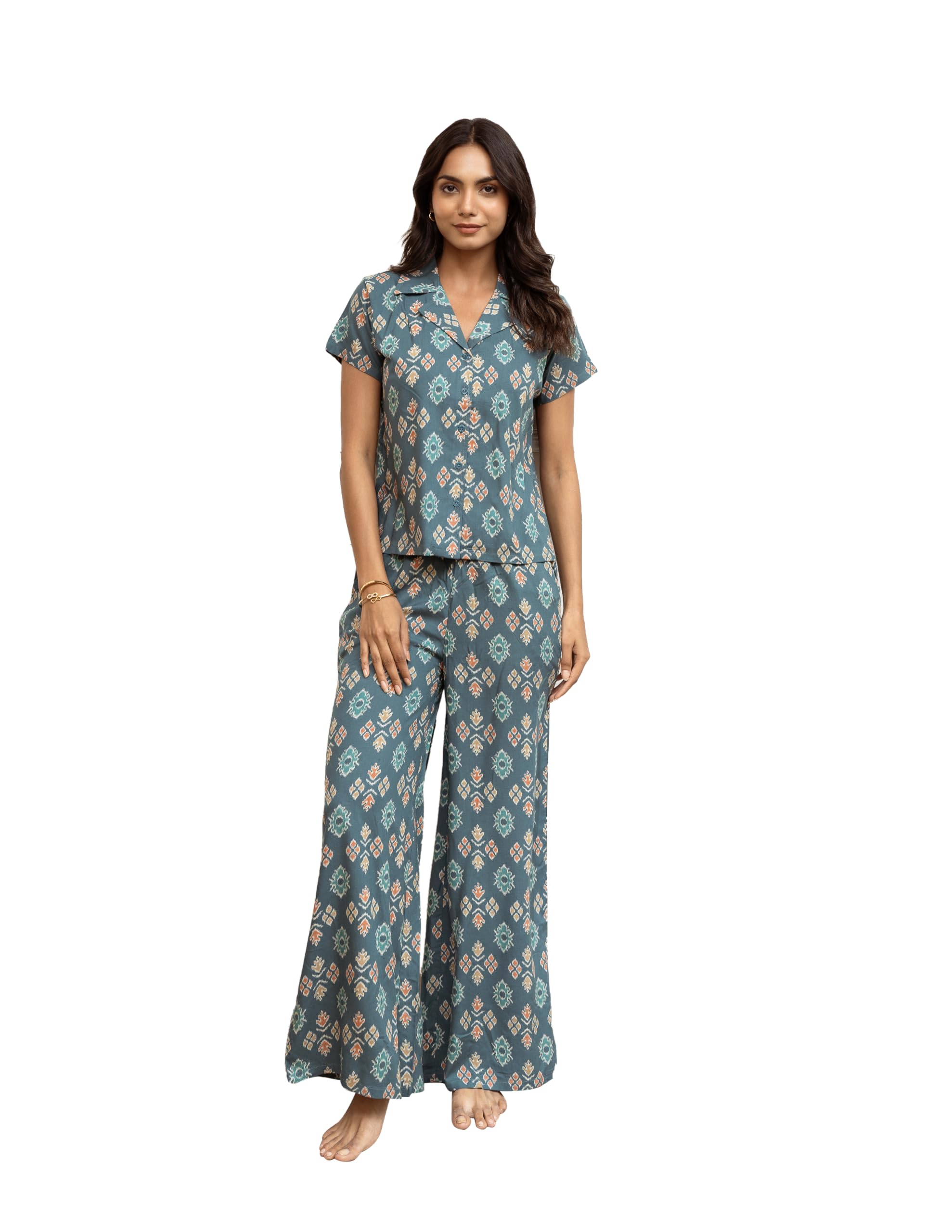 Boston Club Women Ethnic Motifs Printed Night Suit-image-40