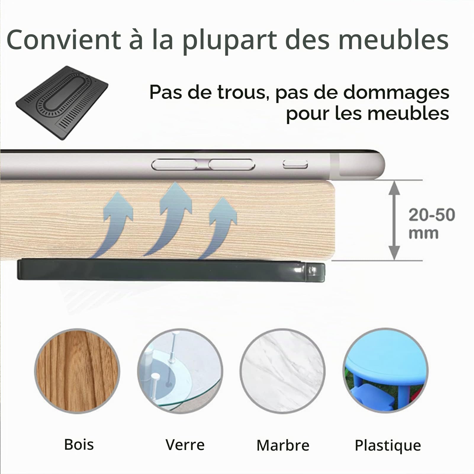 Chargeur sans Recharge sans Fil Rapide Longue Distance 50 Mm éTanche pour Phone Chargeur sans Fil Invisible Meubles Bureau Cache Chargeur Table