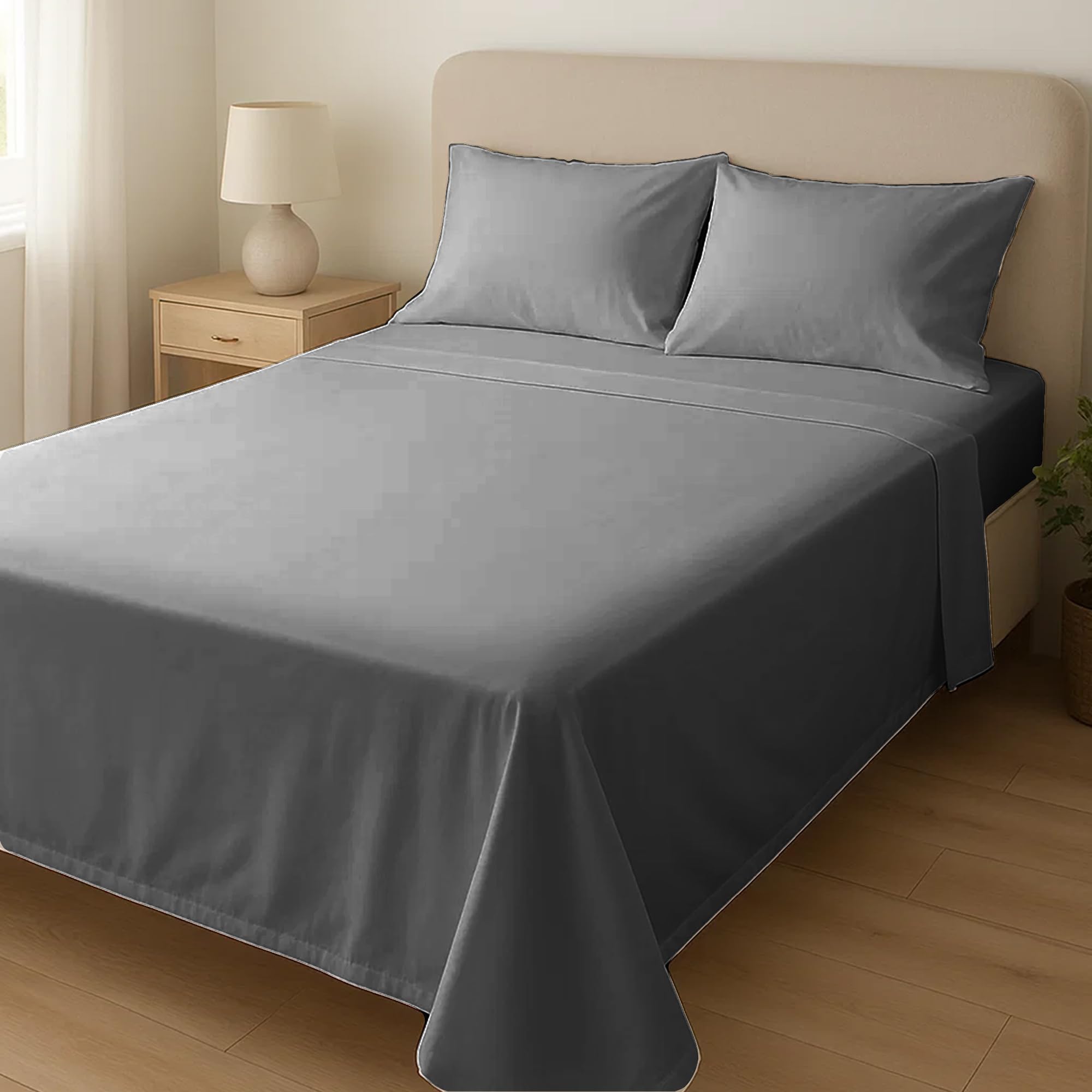 Home Sweet Home UK Microfibre Flat Sheets Double Size Breathable, Anti Wrinkle & Fade Resistant Bed Sheets 135x190cm Double Flat Sheet Washable Flat Bed Sheet For Double