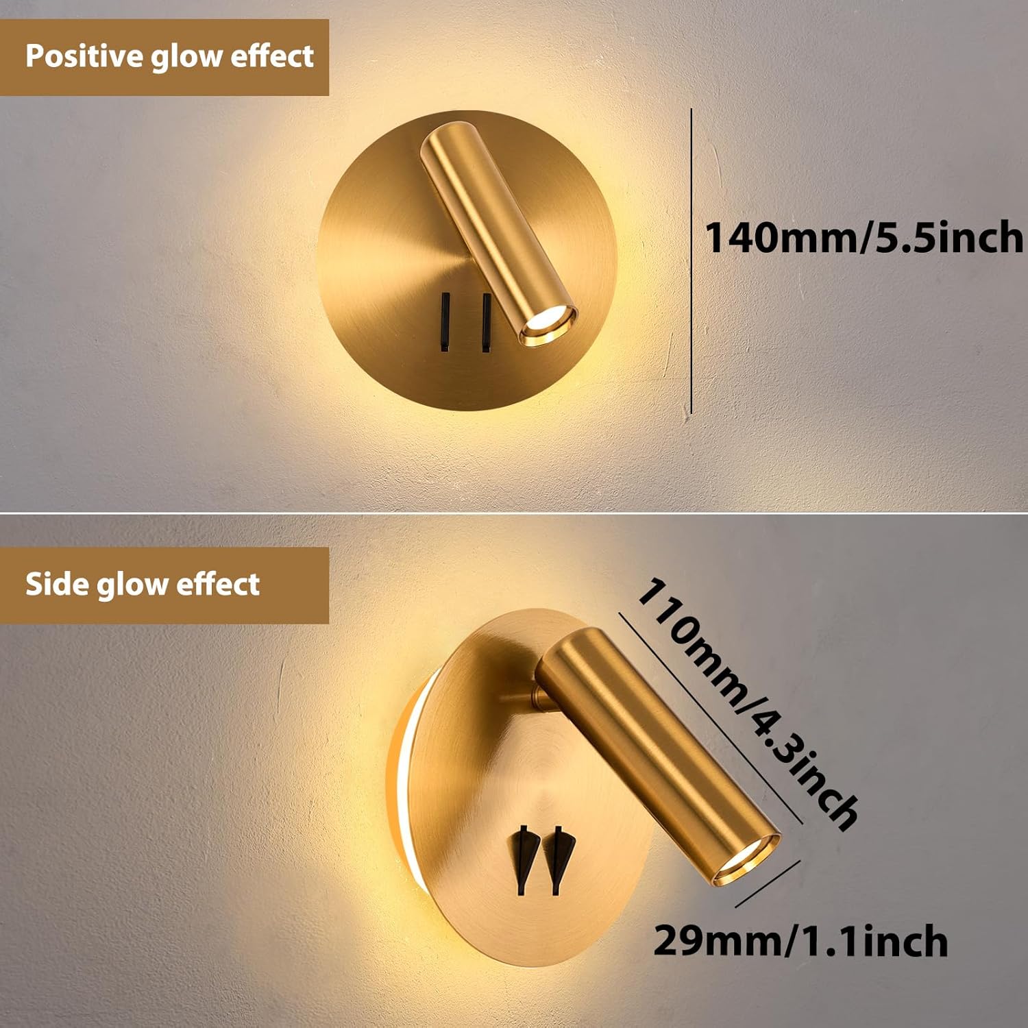 ZEROUNO Wall Mount Reading Light for Bedroom, Backlight Night Wall Lamp, Hardwired Sconce with Switch,LED Wall Lighting for Bedroom Bedside Lamps (Antique Bronze)