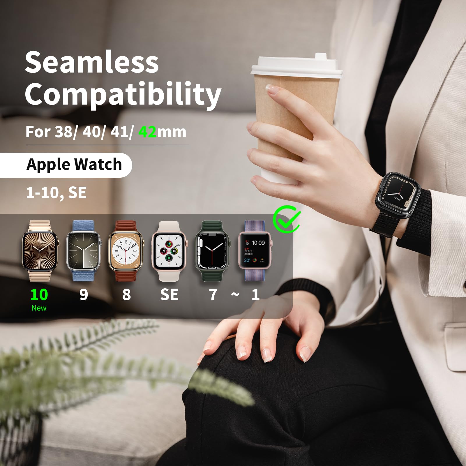 SWITCHEASY Mesh Magnetic Apple Watch Band - For Apple Watch Series 10, 9, 8, SE, 7, 6 Mesh Loop for 42 mm 41mm 40mm 38mm iWatch for Women (Rose Gold)