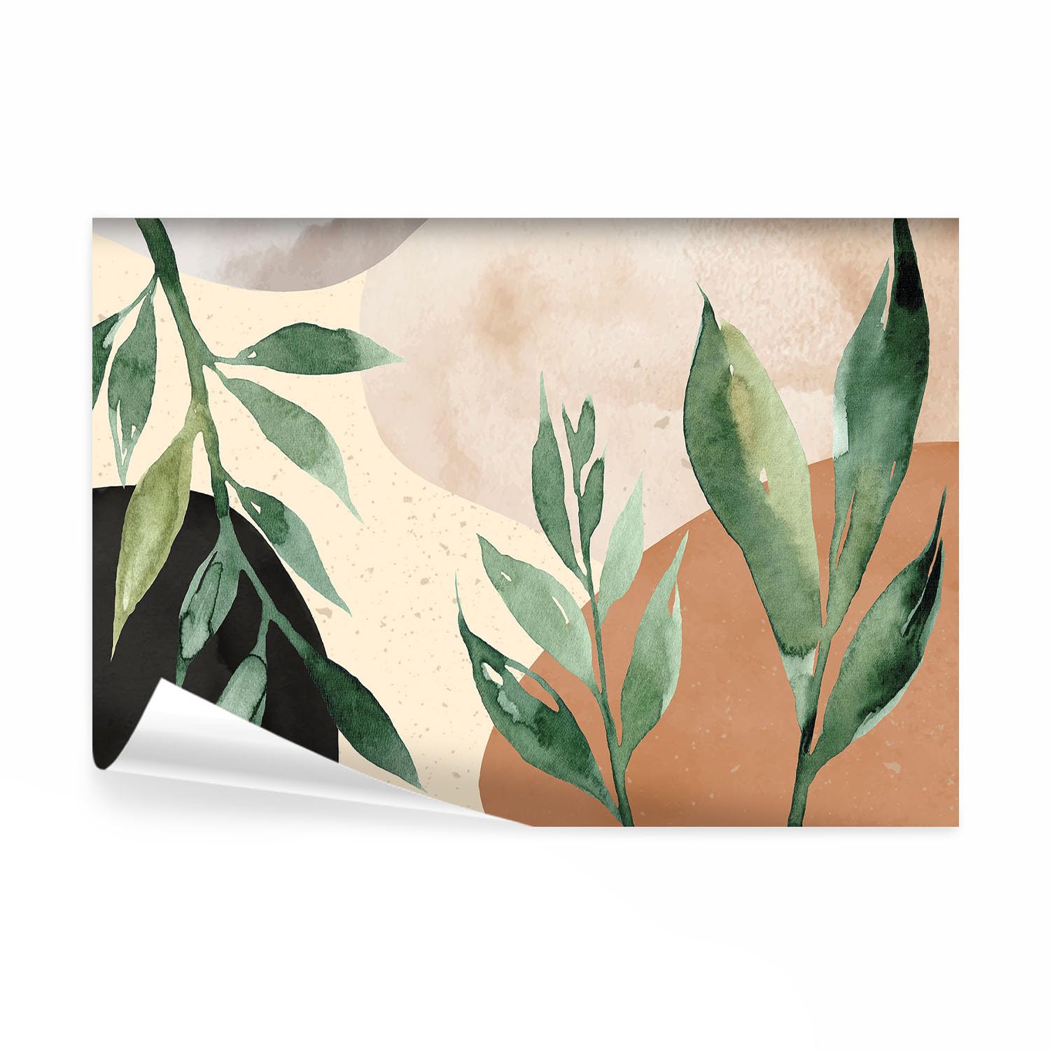 decomonkey - Papier Peint Panoramique Nature 350x256 cm - Décoration murale moderne – Tapisserie décorative pour chambre salon - Scandiboho tendances feuilles plantes nature