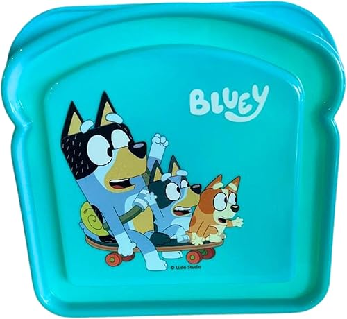 Bluey - Caja de sándwich reutilizable compacta para almacenar alimentos, sin BPA, ideal para almuerzos y aperitivos para niños