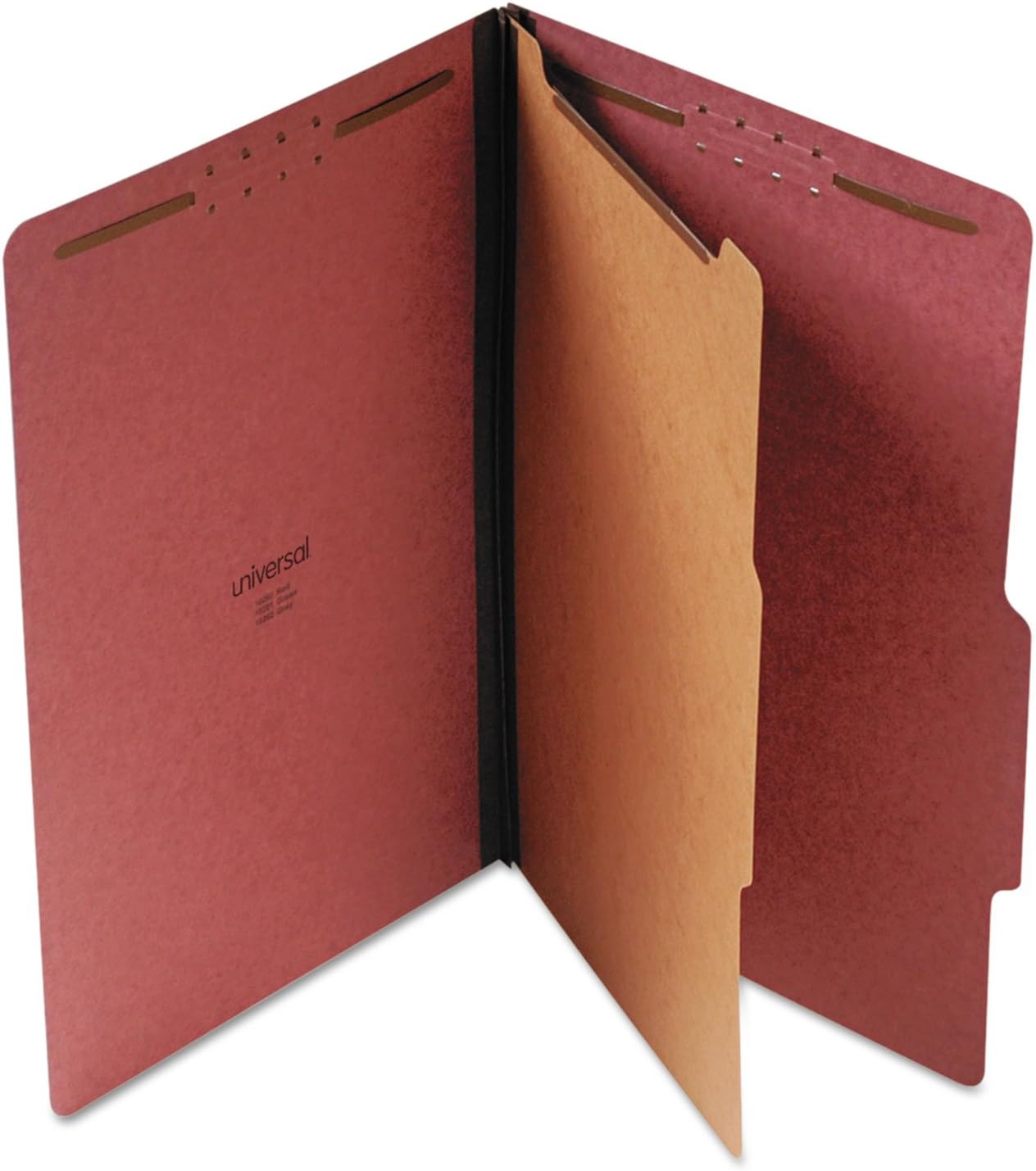 Universal 10260 Pressboard Classification Folder, Legal, Four-Section, Red, 10/Box