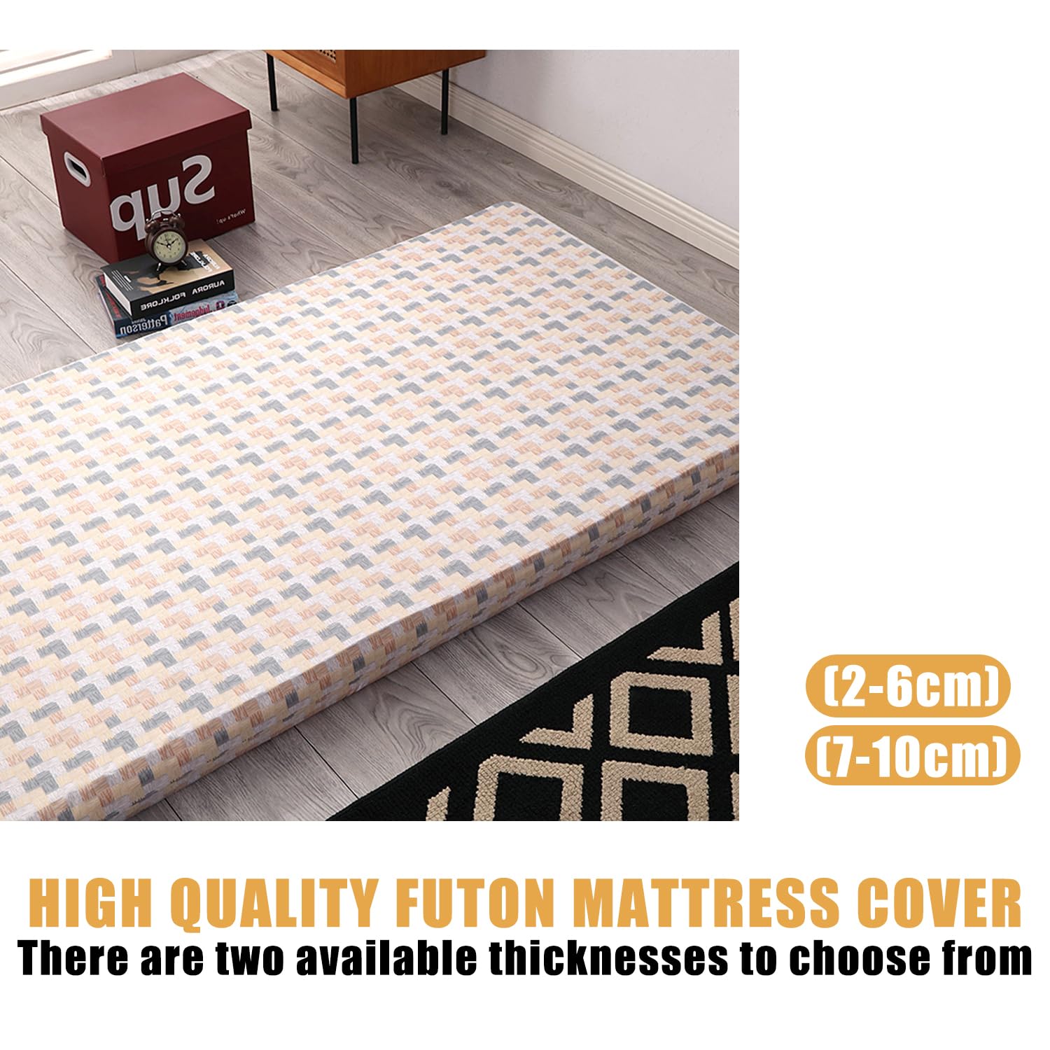 Couvre-Matelas Futon Simple Housse De Futon pour Matelas De Sol Japonais avec Fermeture Éclair Housse De Matelas De Couchage Housse pour Futon Futon Protecteur Reine,A,90x190x2/6cm