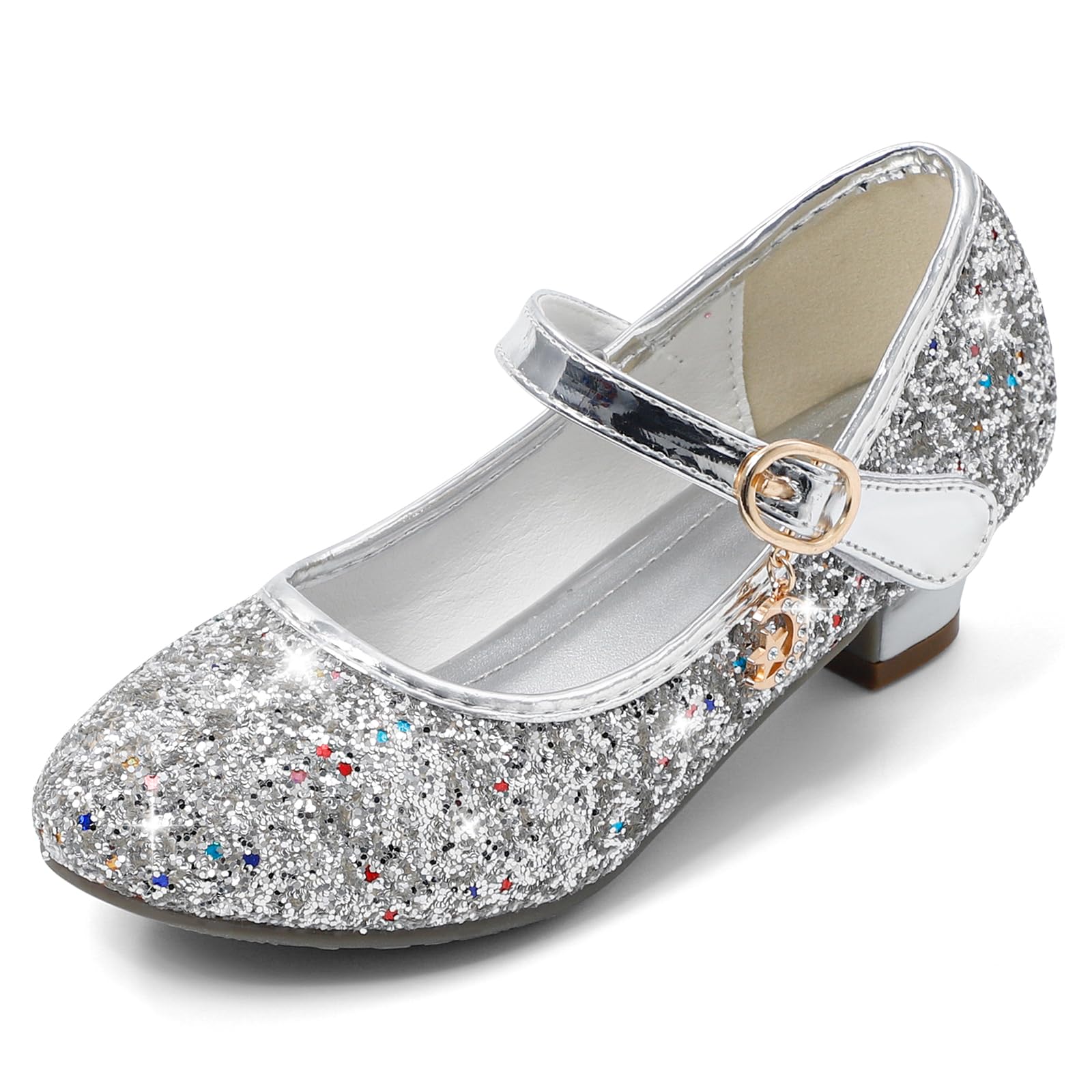 5-10 Año Zapatos Princesa Niñas Brillante de Vestir Bailarinas de Tacones para Fiestas Cumpleaños y Cosplay