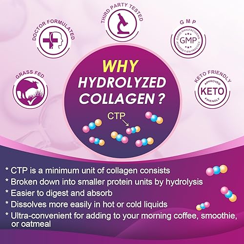 Miniatura 6 de NATURE TARGET Polvo de péptidos de colágeno múltiple - Tipo I, II, III, V, X - Péptidos de colágeno hidrolizados con vitamina C ácido hialurónico,