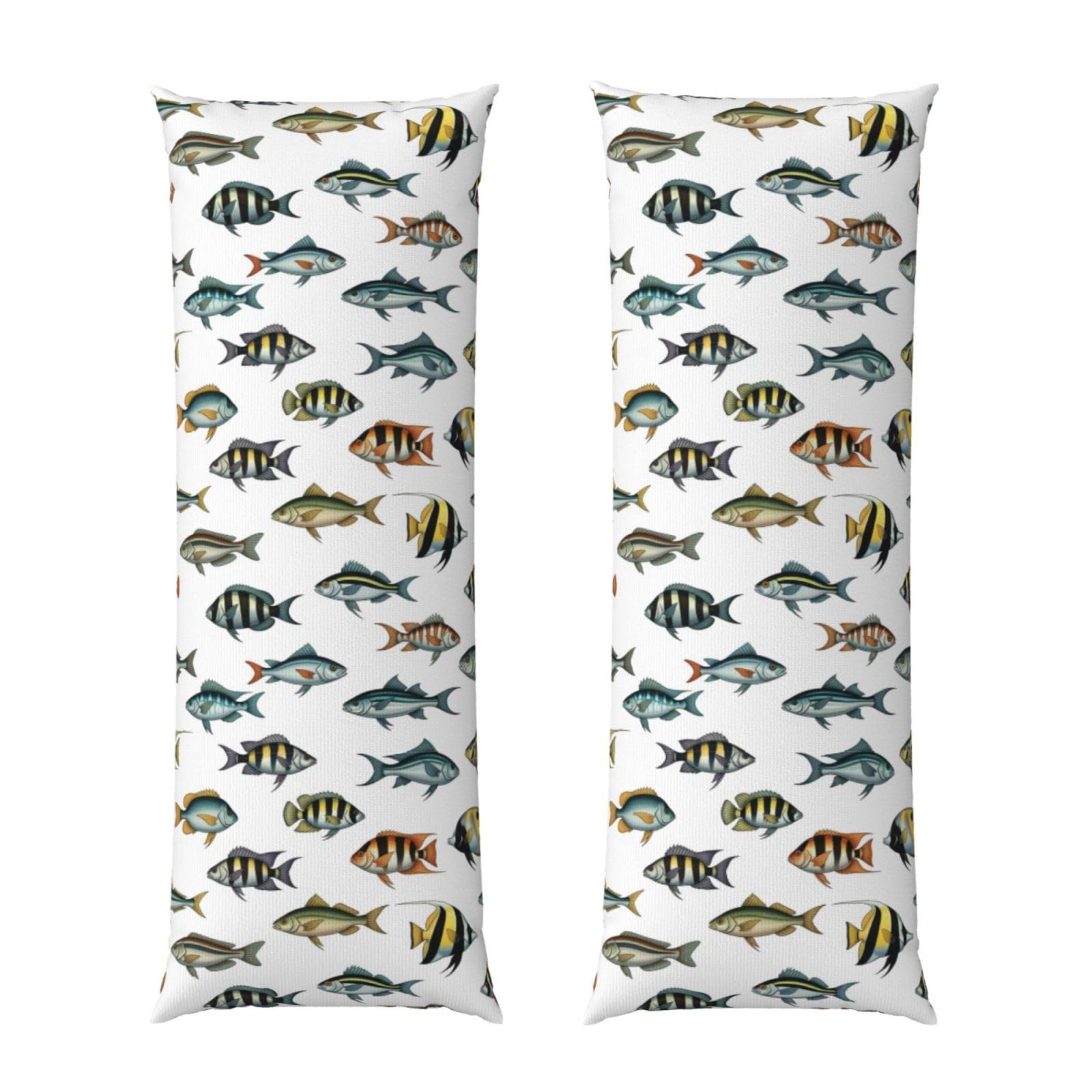 Body Pillow Cover 20x54 Inch, Sea Fish Pattern, Silky Soft Long Pillowcase with Hidden Zipper, Wrinkle Resistant Cushion Case for Couch Bed Home
